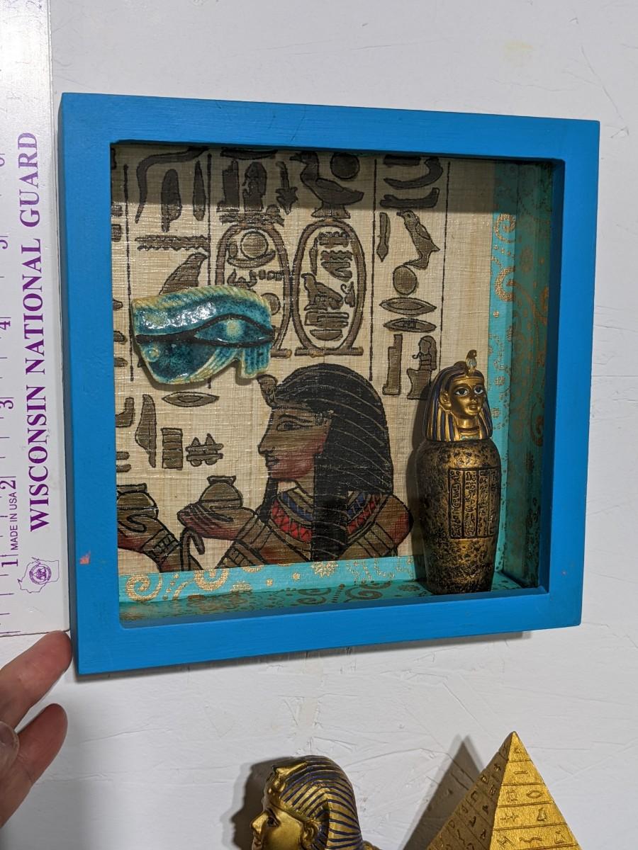 Egyptian Themed Shadow Box, Professionally Framed, Robin Hackman Artist