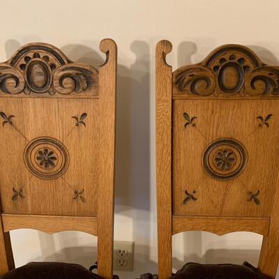 Lot 241. pair of Hand-Carved Antique Chairs