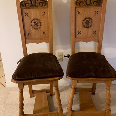 Lot 241. pair of Hand-Carved Antique Chairs