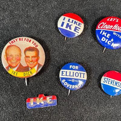 Lot 267.  Vintage Political Pins. Nixon & Eisenhower