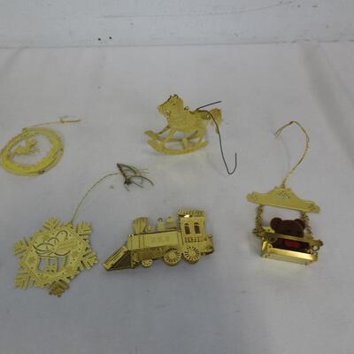 Gold Tone Shiny Metal Christmas Ornaments