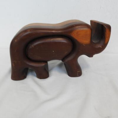 Wooden Elephant With Slide Out Compartment
