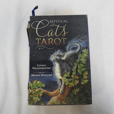 6 pc Tarot Card Kit, Wizard Statues, Voodoo doll, Tarot Box, Cat Tarot