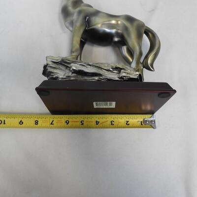 Silver Colored Howling Wolf Statuette, 11" Tall