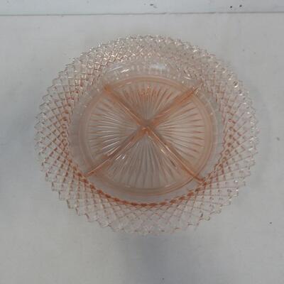 Ms America Relish Divided Dish-Anchor Hocking 1940's Vintage Pink Glass 8 3/4"