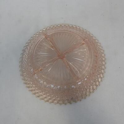 Ms America Relish Divided Dish-Anchor Hocking 1940's Vintage Pink Glass 8 3/4"