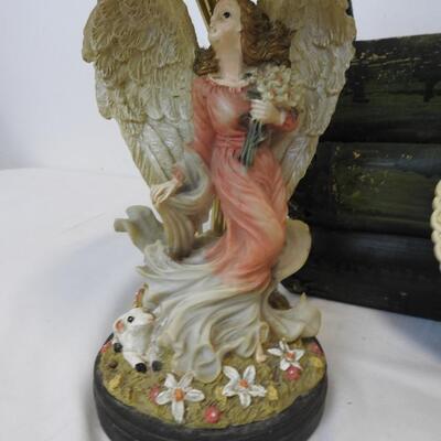 Home Decor: Wood Basket, Angel Lamp, Seiko Clock, Music Box, Lamp & Clock WORK