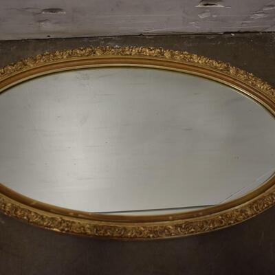 Oval Mirror w/ Gold Painted Frame, 19 1/2" x 35 1/2" Metal Backing