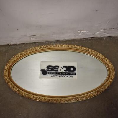 Oval Mirror w/ Gold Painted Frame, 19 1/2" x 35 1/2" Metal Backing