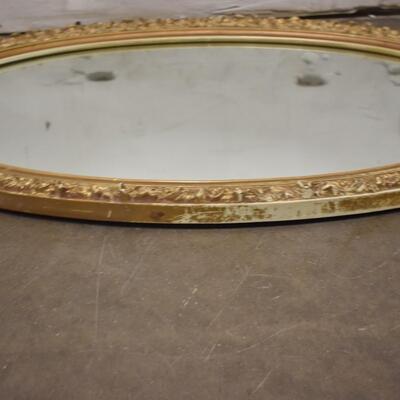 Oval Mirror w/ Gold Painted Frame, 19 1/2" x 35 1/2" Metal Backing