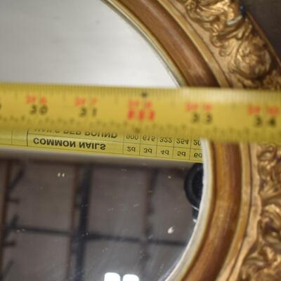 Oval Mirror w/ Gold Painted Frame, 19 1/2" x 35 1/2" Metal Backing