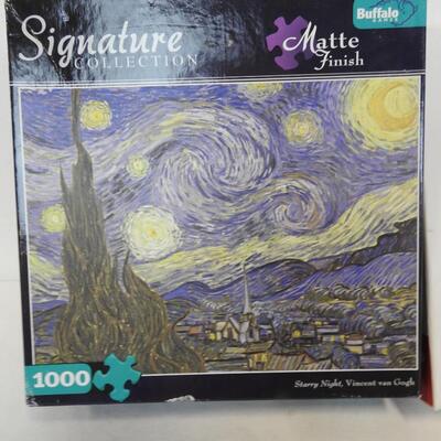 5 Puzzles: Buffalo Terry Redlin, World's  Smallest 1000pc Puzzle, Starry Night