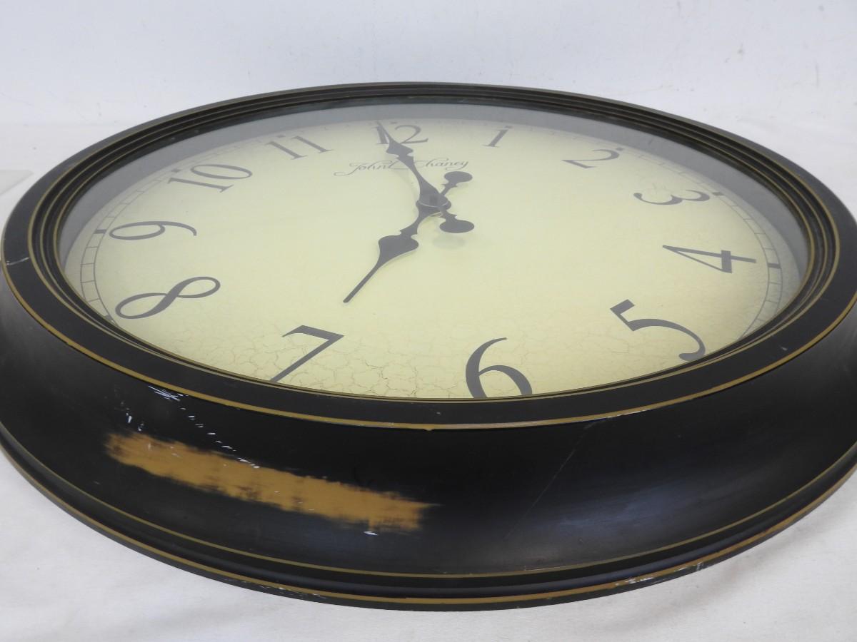 24" John Chaney Clock, Plastic Frame Made To Look Vintage, Good