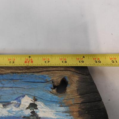 Painted Winter Scene On Piece Of Wood, Artist O. L. Turner