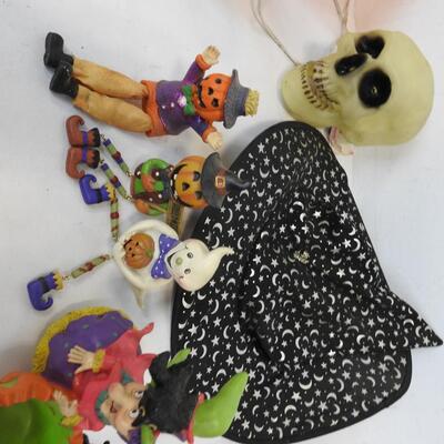 15pc Halloween Lot: Light Up Jack-o-Lantern-WORKS, Shelf Sitters, Ceramic Ghosts
