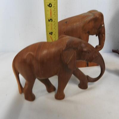 Elephant Decor: 2 Wood, 2 Resin, 1 Lightweight Vase w/ Elephants & Palm Trees