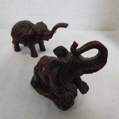 Elephant Decor: 2 Wood, 2 Resin, 1 Lightweight Vase w/ Elephants & Palm Trees