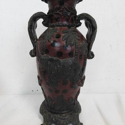 Elephant Decor: 2 Wood, 2 Resin, 1 Lightweight Vase w/ Elephants & Palm Trees