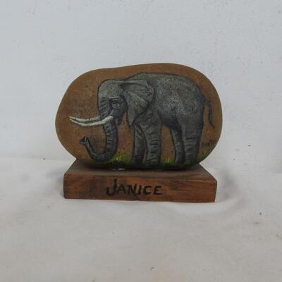 4 pc Elephant Memorabilia, Ceramic, Painting