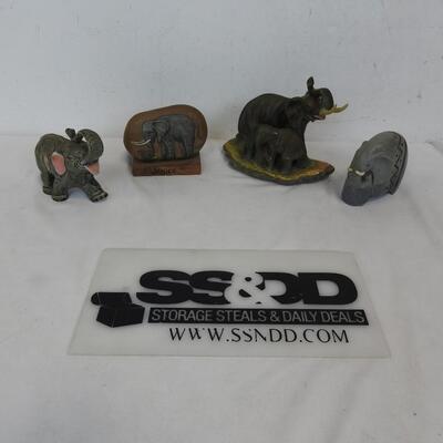 4 pc Elephant Memorabilia, Ceramic, Painting