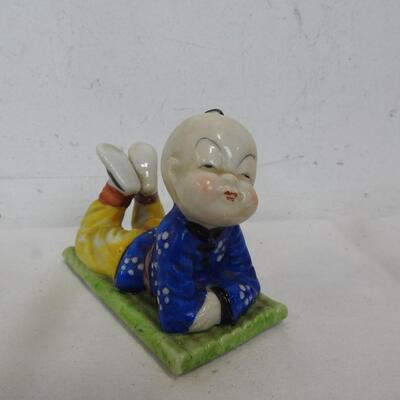 Chinese Boy & Girl Porcelain Figurines (Girl Reparied) Vintage, Made in Japan