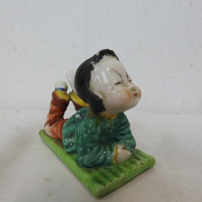 Chinese Boy & Girl Porcelain Figurines (Girl Reparied) Vintage, Made in Japan
