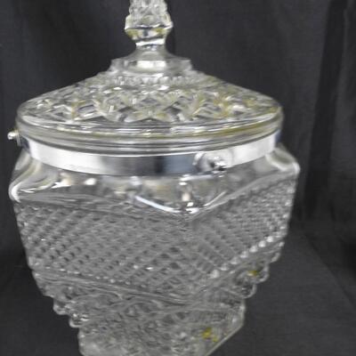 Cut Glass Canisters/1 Large Candy Jar w/ Lids, Vintage Style, 1 Lid Missing