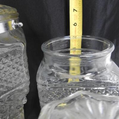 Cut Glass Canisters/1 Large Candy Jar w/ Lids, Vintage Style, 1 Lid Missing