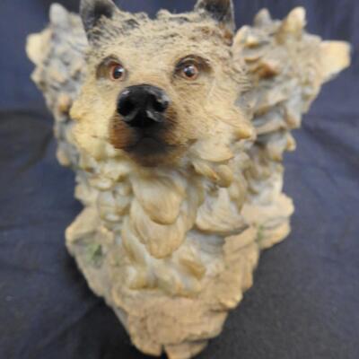 8 Dog Figurines: 1 Chair W/Dogs, 1 Candle Holder, Various Breeds/Colors