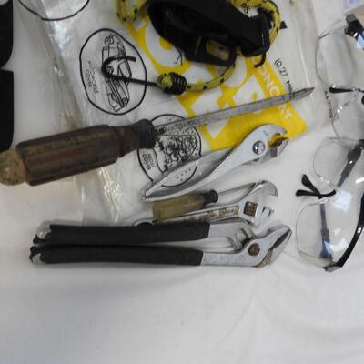 Home Improvement Lot: Bucket w/Padded Lid/Lining/Pockets, Pliers, Safety Goggles