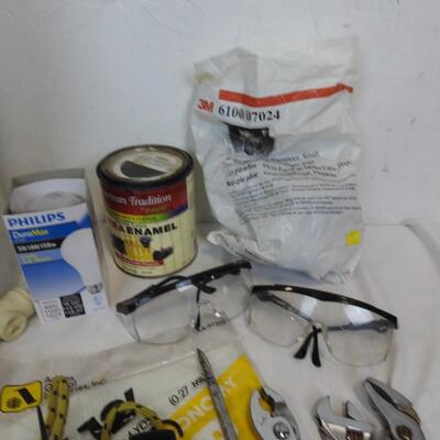 Home Improvement Lot: Bucket w/Padded Lid/Lining/Pockets, Pliers, Safety Goggles
