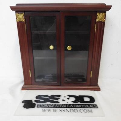 Curio, Mahogany Colored Wood w/Glass Doors, 14 1/4" x 13",