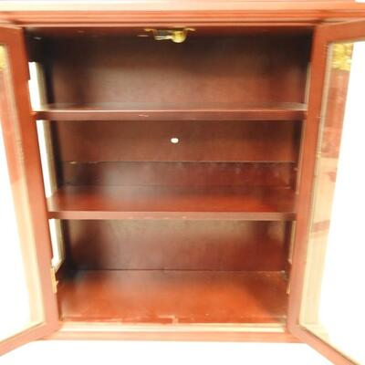 Curio, Mahogany Colored Wood w/Glass Doors, 14 1/4" x 13",