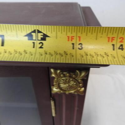 Curio, Mahogany Colored Wood w/Glass Doors, 14 1/4" x 13",