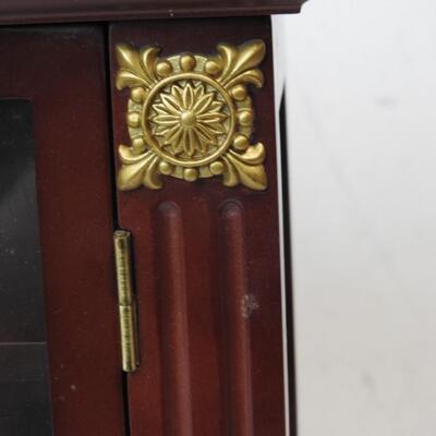 Curio, Mahogany Colored Wood w/Glass Doors, 14 1/4" x 13",