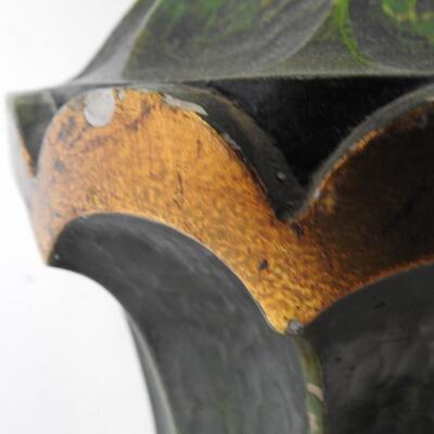 40" Green/Gold Painted Lamp w/Shade, Small Knicks in Paint