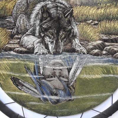 Large 23"Dream Catcher, Tapestry, Beads, Feathers, Leather