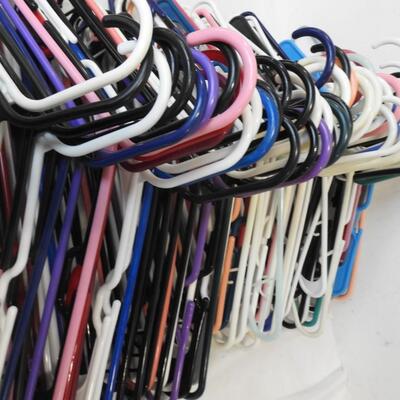 50+ Plastic Hangers, Various Colors: Black/Blue/Purple/White/Pink/Peach/Green