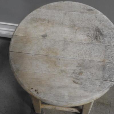 2 Solid Wood Bar Stools:  30" & 28 1/2", Needs Refinishing, See Pictures