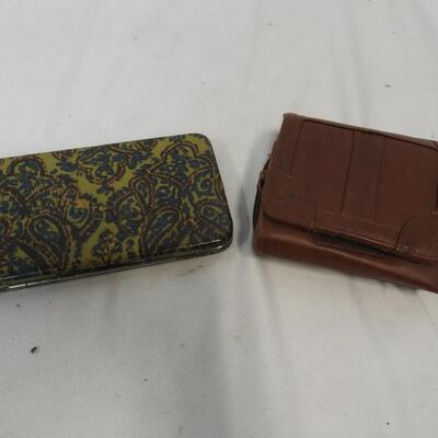 Purses: 2 Black, 1 Brown, 1 Multi-Colored, Wallets: Brown & Paisley