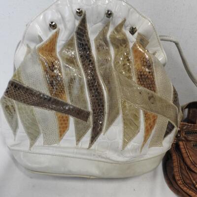 Purses: 2 Black, 1 Brown, 1 Multi-Colored, Wallets: Brown & Paisley