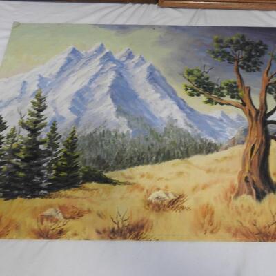 Wall Decor: 18"x24" Painting, Foil Print, Mountain Scene-Framed Print