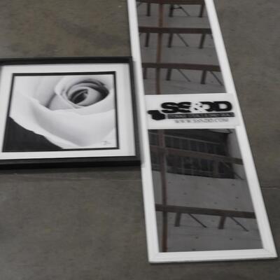 Home Decor: Framed Black & White Print:, Framed Mirror 13 1/2"x49 1/2"