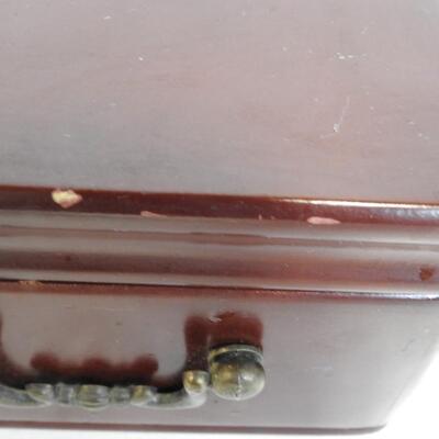 2 Jewelry Boxes: Red/Mahogany Color w/ Lining, 1 Drawer Missing Knob