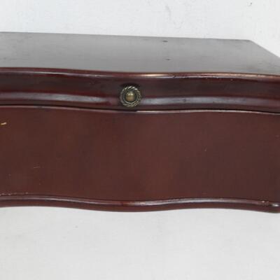 2 Jewelry Boxes: Red/Mahogany Color w/ Lining, 1 Drawer Missing Knob