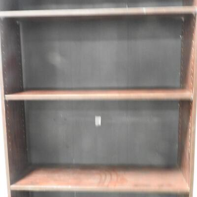 5 Shelf Bookcase, Mahogany Colored Particle Baord Wood Laminate