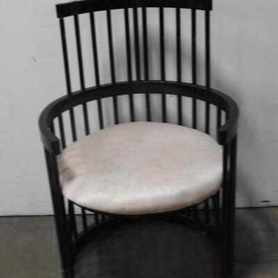 Unique Round Chair: Wood, Black Lacquer, Cushion, Solid, Comfortable, Needs Work