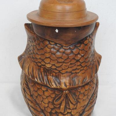 Vintage Woodsy Owl w/ Smokey the Bear Hat as the Lid, Painted Ceramic Cookie Jar