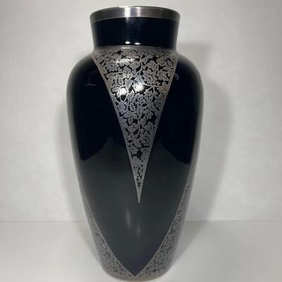 Amethyst Glass Vase with silver Overlay