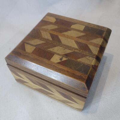Artist Made Inlaid Wood Box